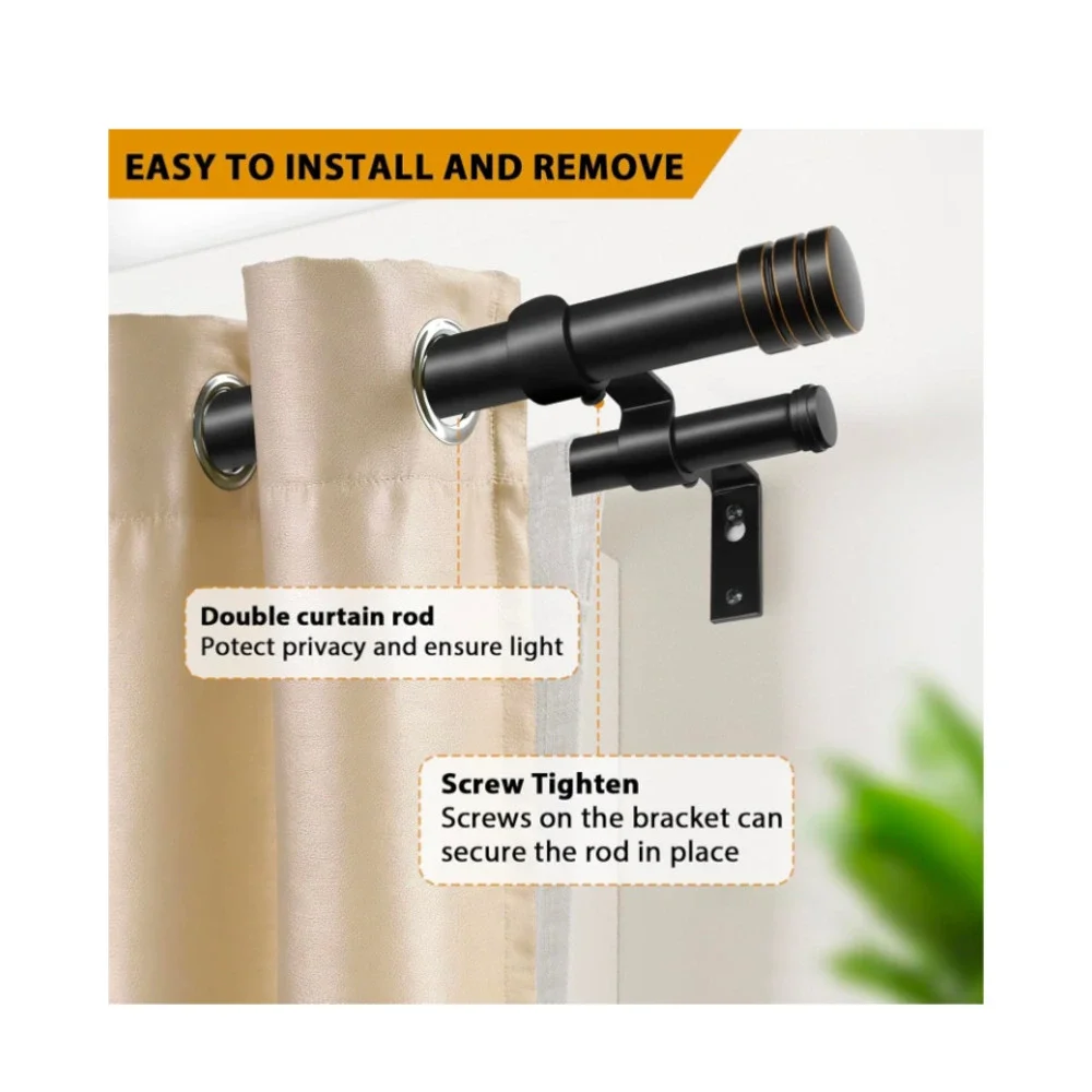 1 Inch Double Curtain Rods for Windows 32 to 144 Inch,